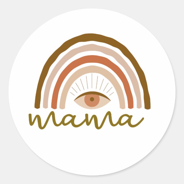 Adesivo Redondo Burnt Orange Boho Rainbow eye  (Frente)