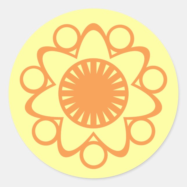 Adesivo Redondo Burst com Vidraças Flores, Laranja (Frente)