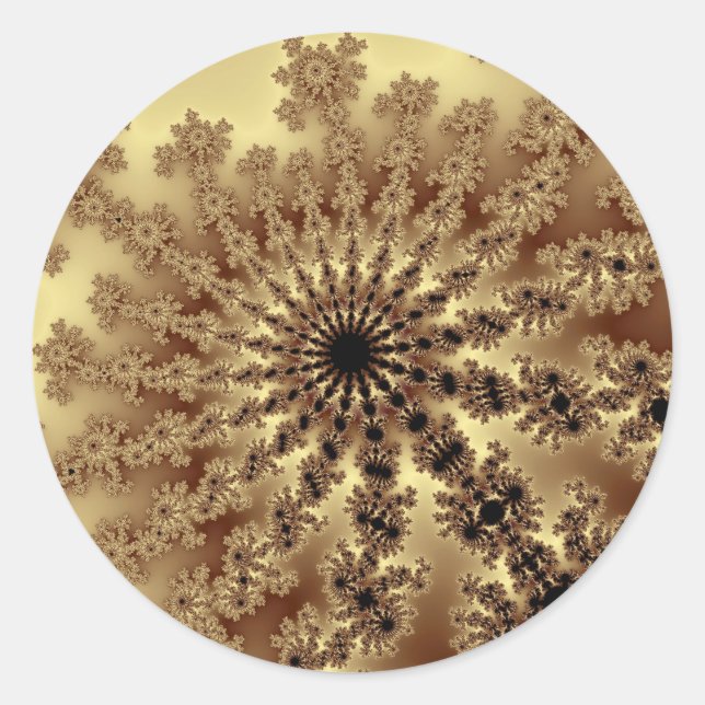 Adesivo Redondo Burst Fractal Dourado (Frente)