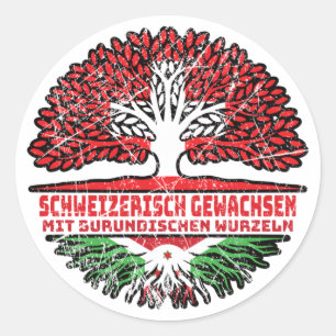 Adesivo Redondo Burundi Burundisch Schweizer Schweiz Baum Wurzel