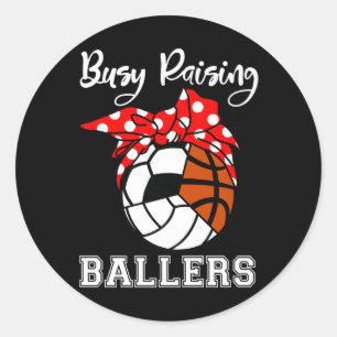 Adesivo Redondo Busca no Raising Ballers Funny Voleibol Baske