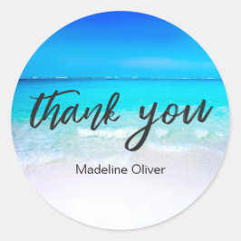 Adesivo Redondo Business Beach Obrigado Blue Personalizado