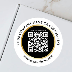 Adesivo Redondo Business Black White Dourado Website QR Code Envio
