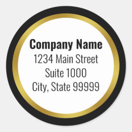 Adesivo Redondo Business Black White e Dourado endereço de devoluç