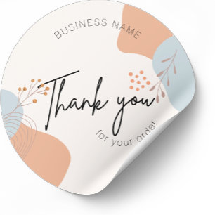 Adesivo Redondo Business Boho Botanical Obrigado Pelo Seu Pedido