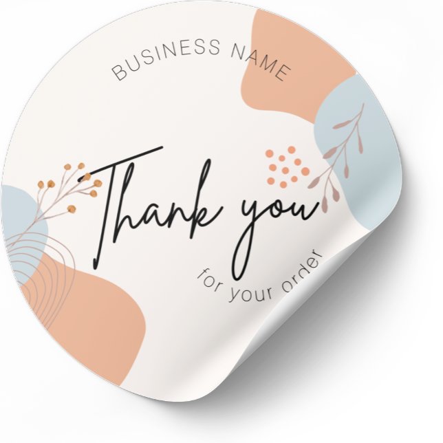 Adesivo Redondo Business Boho Botanical Obrigado Pelo Seu Pedido (Criador carregado)