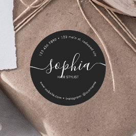 Adesivo Redondo Business Girly Calliografia Black