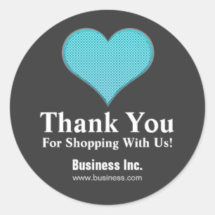 Adesivo Redondo Business Obrigado Bolinhas Heart Blue