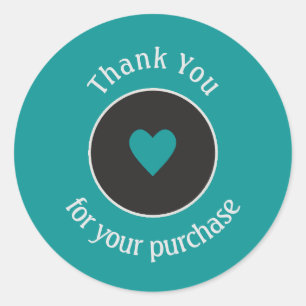 Adesivo Redondo Business Obrigado Heart Sticker Teal Blue