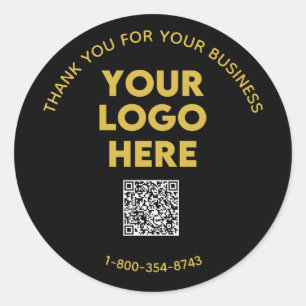 Adesivo Redondo Business Obrigado Logotipo Personalizado Código QR