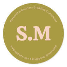 Business Retro Monogram Green Blush Pink