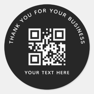 Adesivo Redondo Business Thank You Custom QR Code Black