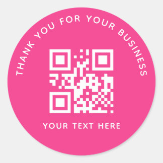 Adesivo Redondo Business Thank You Custom QR Code Pink