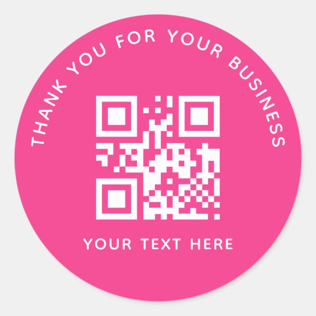Adesivo Redondo Business Thank You Custom QR Code Pink (Frente)