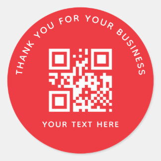 Adesivo Redondo Business Thank You Custom QR Code Red