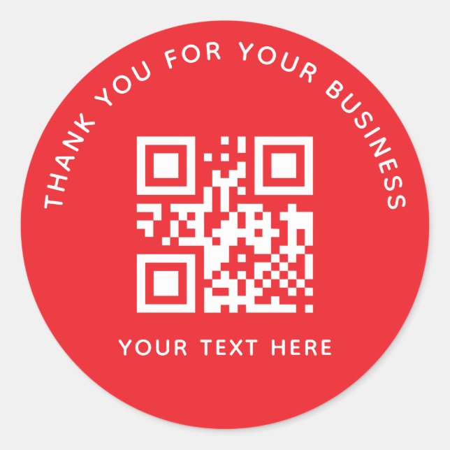 Adesivo Redondo Business Thank You Custom QR Code Red (Frente)