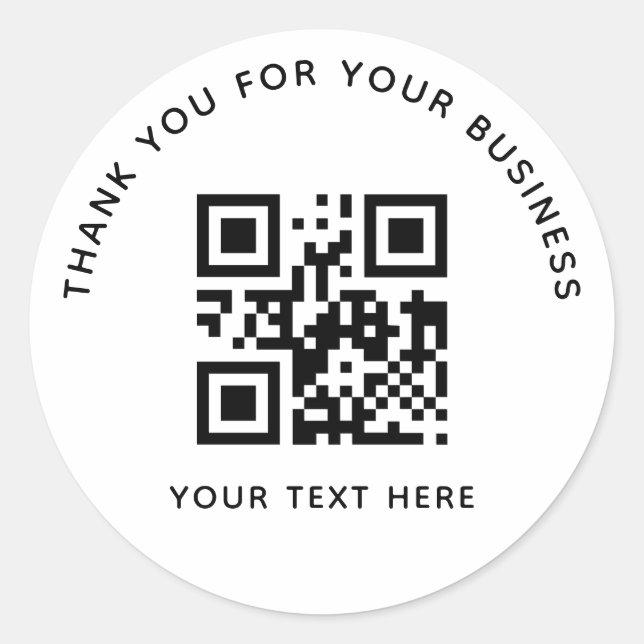 Adesivo Redondo Business Thank You Custom QR Code White (Frente)