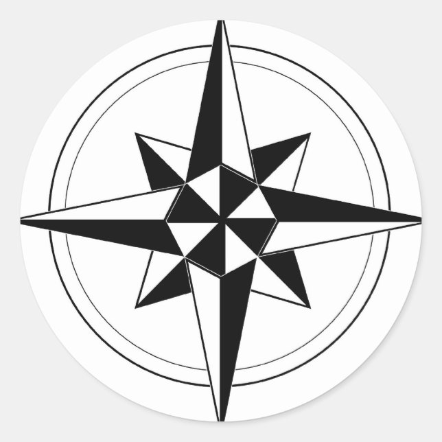 Adesivo Redondo Bússola Náutica Negra (Frente)