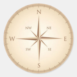 Adesivo Redondo Bússola Vintage