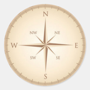 Adesivo Redondo Bússola Vintage
