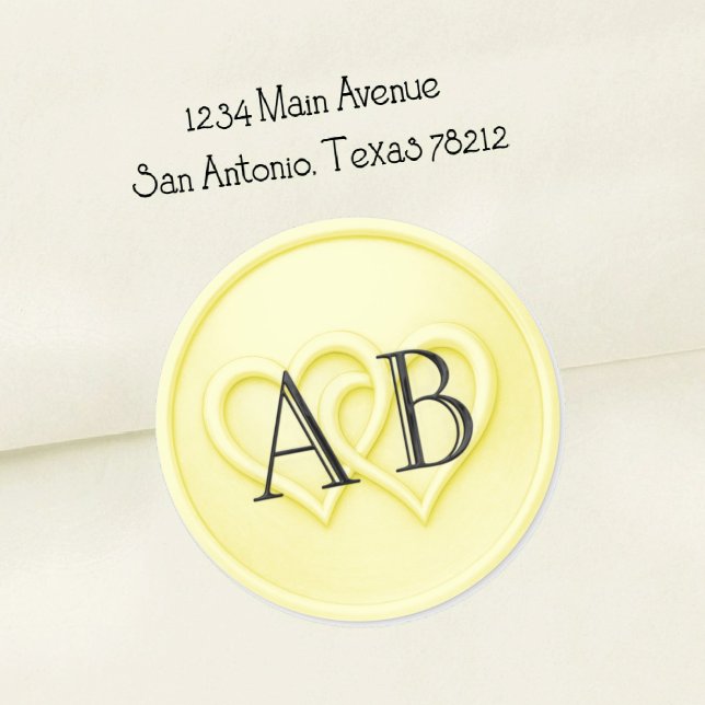 Adesivo Redondo Butter Two Hearts Black Initials Wedding (Criador carregado)