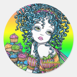 Adesivo Redondo "ButterCup Cake Couture Fairy Art Stickers