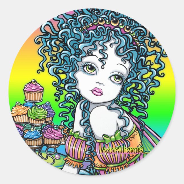 Adesivo Redondo "ButterCup Cake Couture Fairy Art Stickers (Frente)