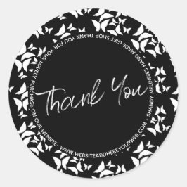 Adesivo Redondo Butterflies Script Business Obrigado