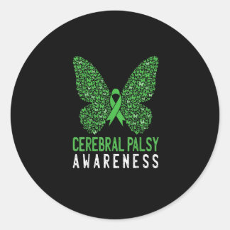 Adesivo Redondo Butterfly Cerebral Palsy Awareness Green Ribbon
