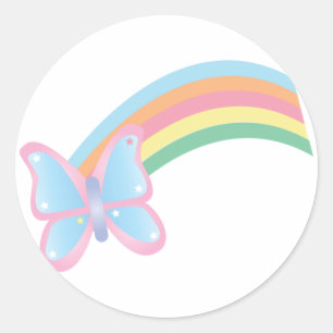 Adesivo Redondo Butterfly e Rainbow Sticker
