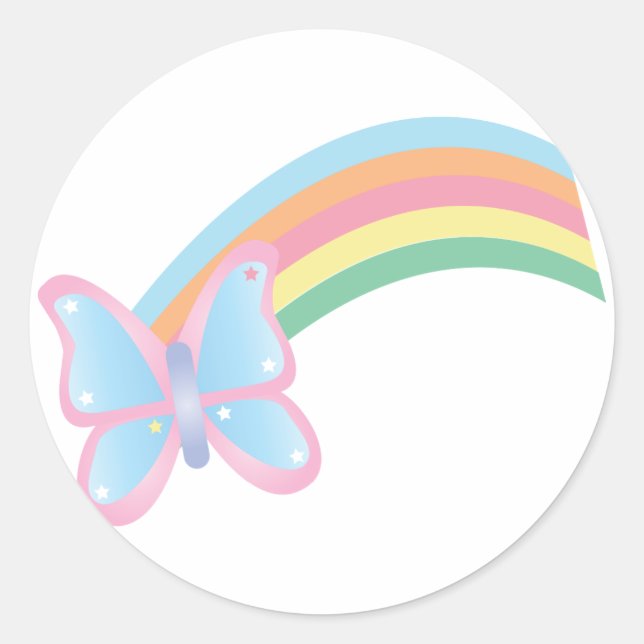 Adesivo Redondo Butterfly e Rainbow Sticker (Frente)