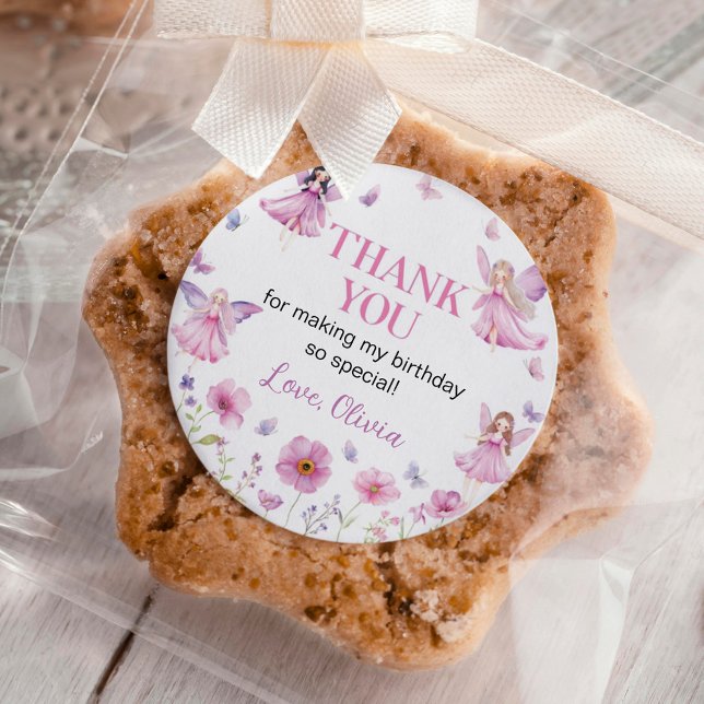 Adesivo Redondo Butterfly Fairy Floral Garden Birthday (Criador carregado)