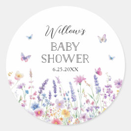 Adesivo Redondo Butterfly Garden Baby Shower Favor Stickers