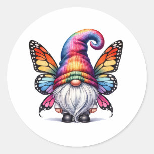 Adesivo Redondo Butterfly Gnome Fantasy