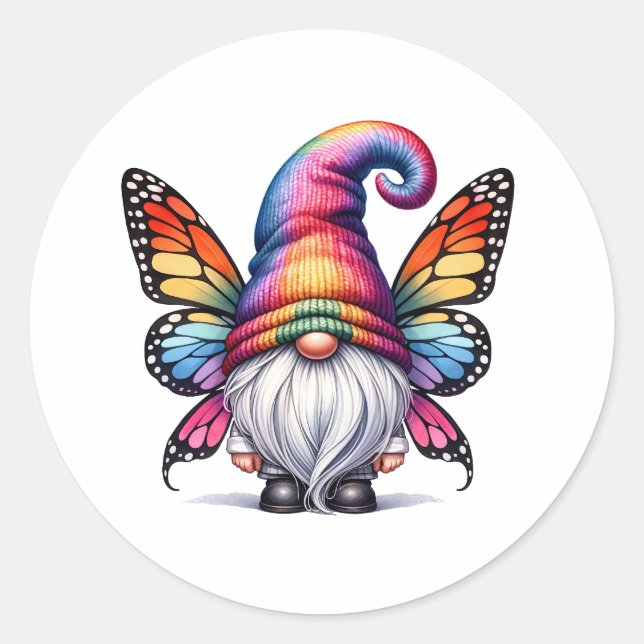 Adesivo Redondo Butterfly Gnome Fantasy (Frente)