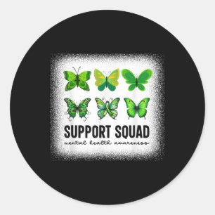 Adesivo Redondo Butterfly Mental Health Awarting Support Squad Fa