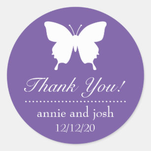 Adesivo Redondo Butterfly Obrigado Labels (Plum Purple)