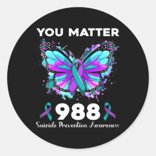 Adesivo Redondo Butterfly Problem 988 Suicida Prevention Aware