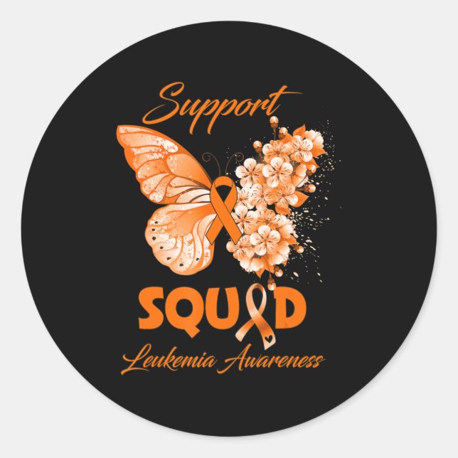 Adesivo Redondo Butterfly Support Squad Leukemia Awareness  (Frente)