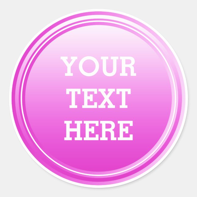 Adesivo Redondo BUTTON RUND cor-de-rosa + texto (Frente)
