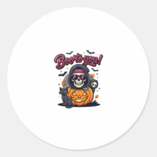Adesivo Redondo Buu para Você Esqueleto de Abóbora de Halloween