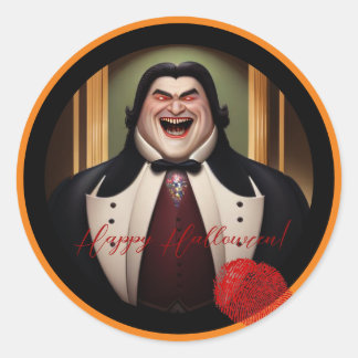 Adesivo Redondo Buxom Count Dracula Halloween