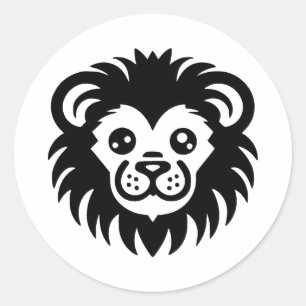 Adesivo Redondo BW Minimalista Lion Baby Design