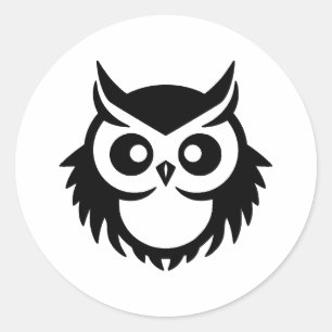 Adesivo Redondo BW Minimalista Owl Baby Design