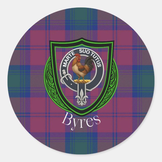 Adesivo Redondo Byres Scottish Clan Tartan & Crest (Frente)