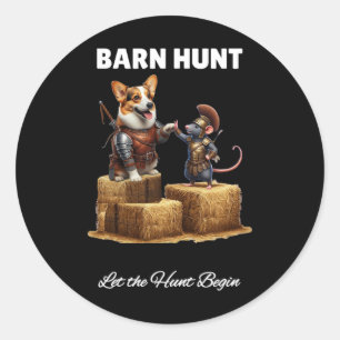 Adesivo Redondo Byrn Hunt Lover - Rato Guerreiro E Cão De Corgi