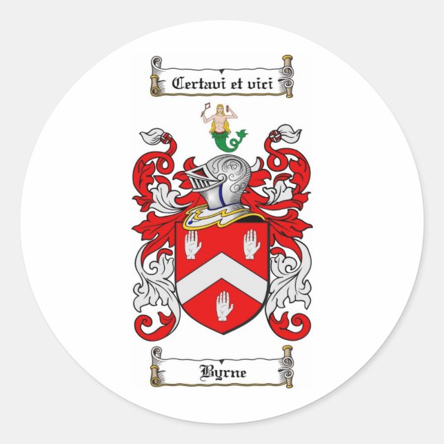 ADESIVO REDONDO BYRNE FAMILY CREST - BYRNE CASACO DE ARMAS (Frente)