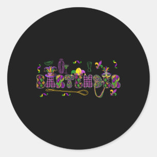 Adesivo Redondo Byrtender Mardi Gras Símbolos Mascarados Jester Ha