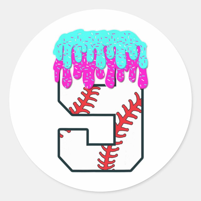 Adesivo Redondo Bysebyll Drill 9 Anos Idade 9 Aniversário Boy Jers (Frente)