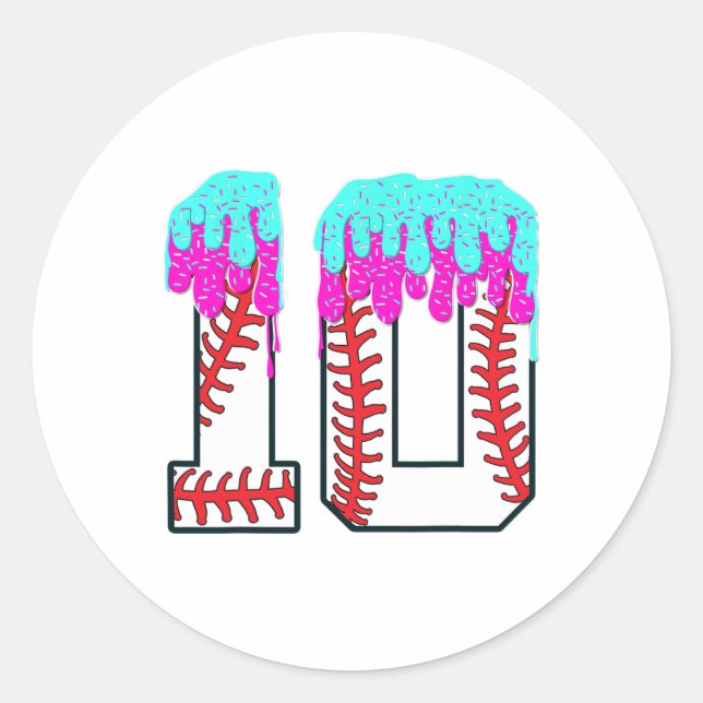 Adesivo Redondo Bysebyll Drip 10 Anos 10 Aniversário Boy Jersey (Frente)